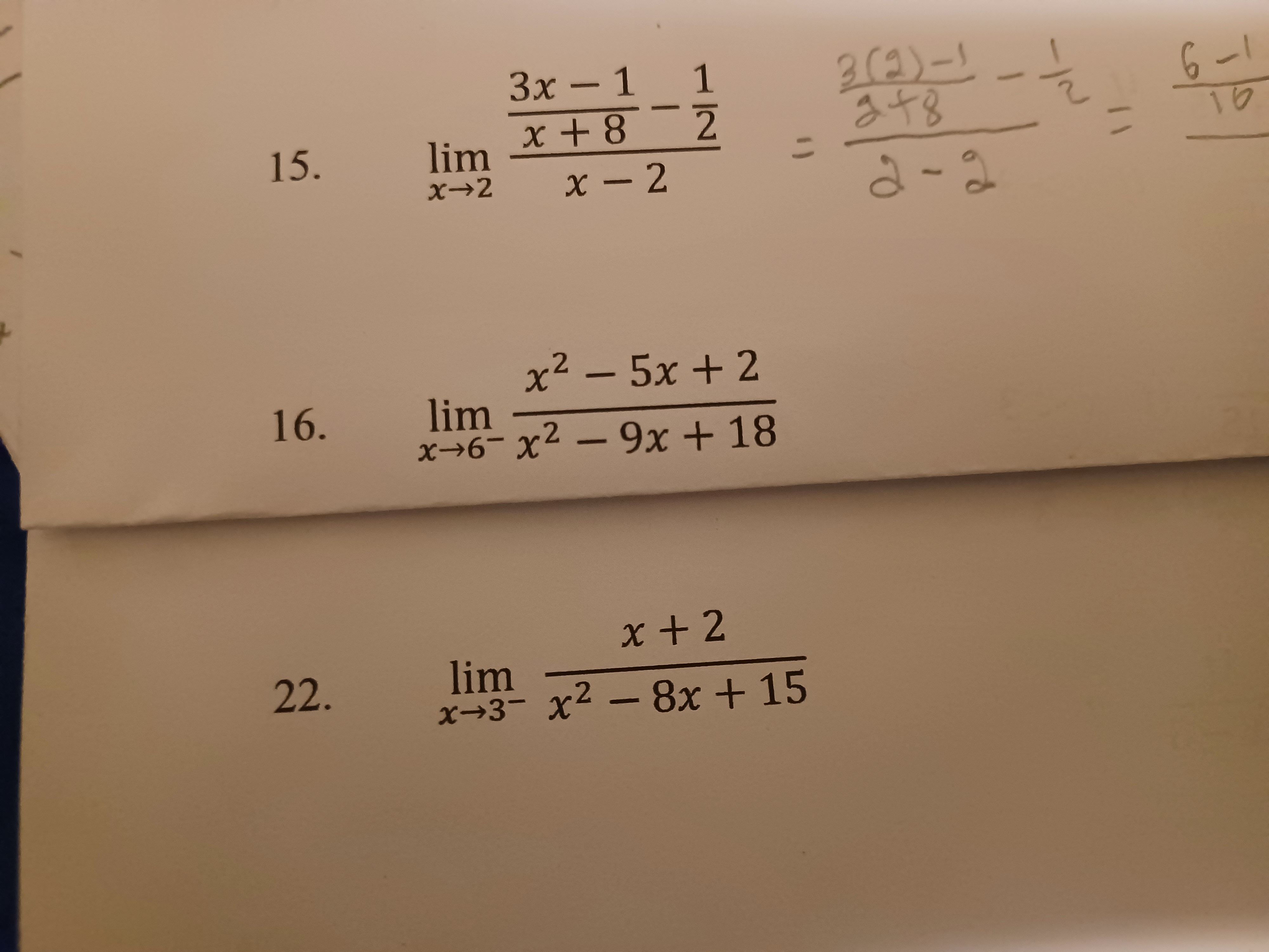 - 1 lim x +8 at8 1 1 x-2 x- 2 2