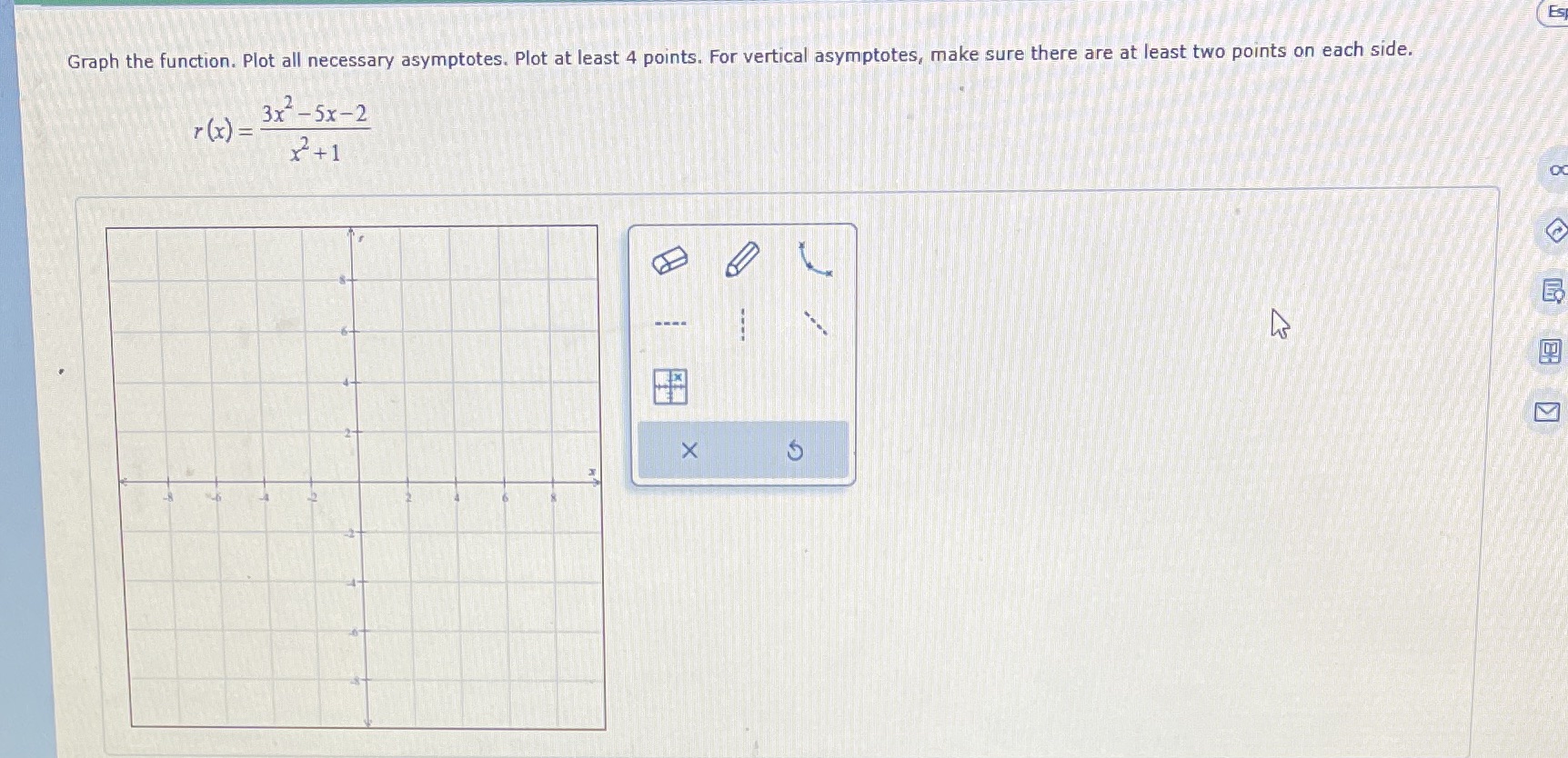 Es Graph the function. Plot all necessary asymptotes. Plot at least