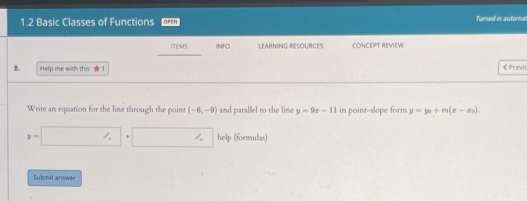  answer both 1.2 Basic Classes of Functions OPEN Turned in automat
