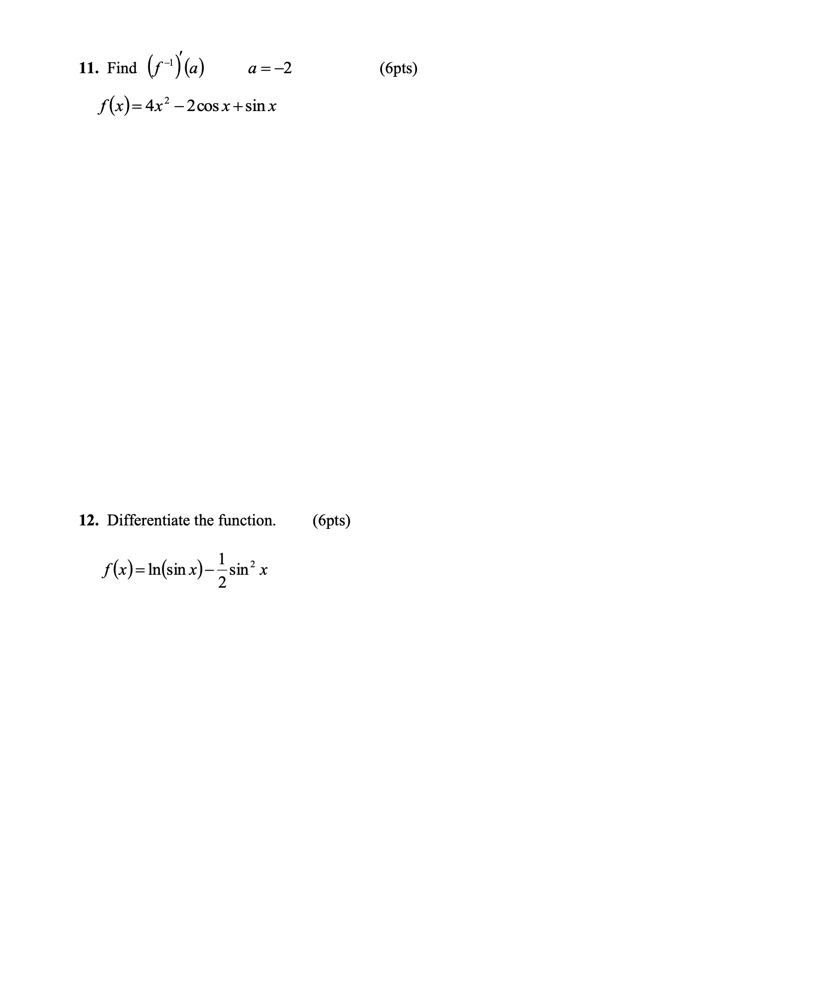 (f lj(a) 11. Find f (x) = 4x2 2 cos x +
