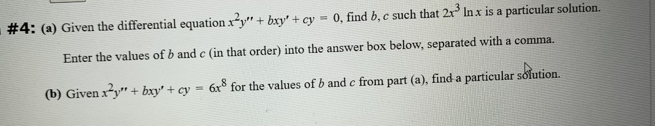 cy = 0, find b, c such that 2x In x is