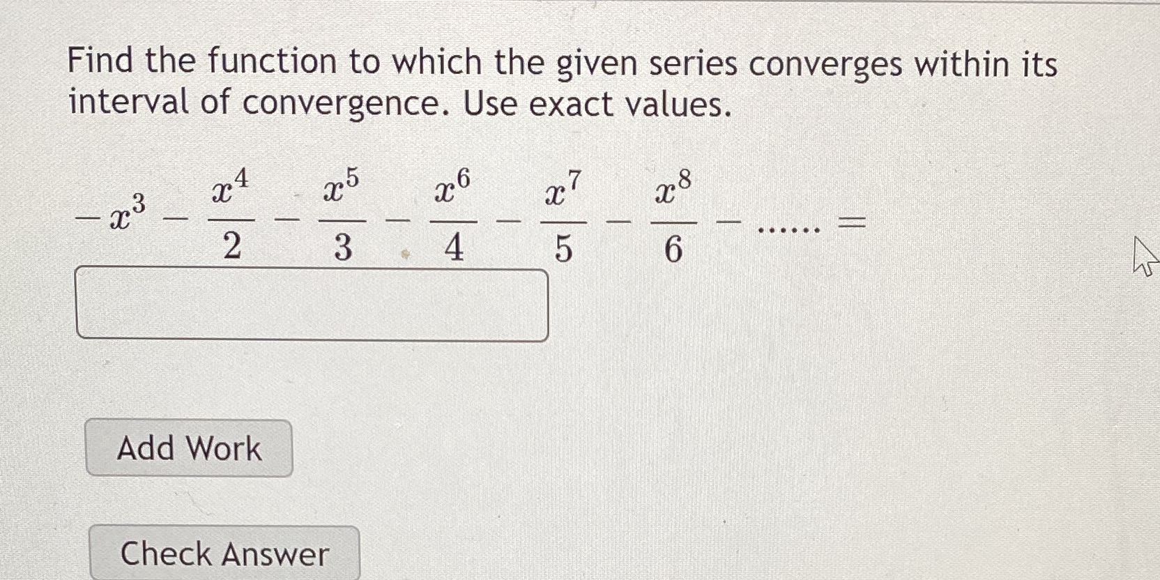  Find the function to which the given series converges within its