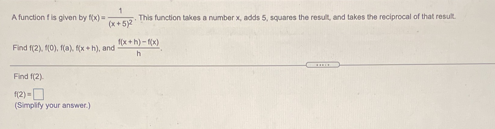  1 A function f is given by f(x) = This function