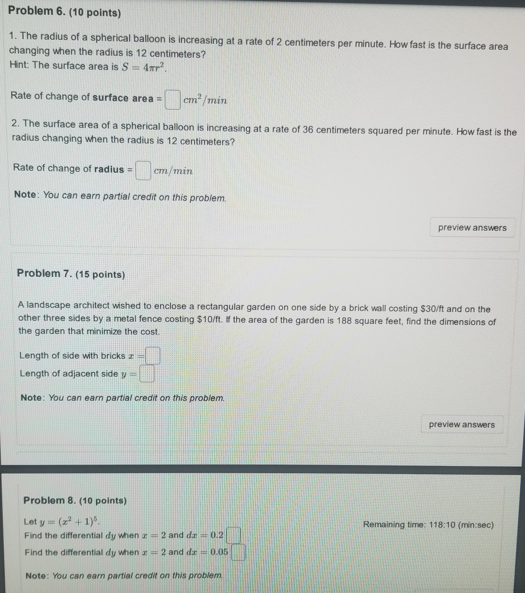 Problem 6. (10 points) 1. The radius of a spherical ba loon