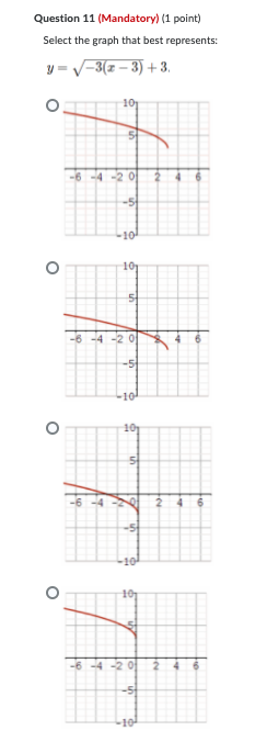 graph that best represents: V-V-3(2 -3) + 3. O 10 5 -6