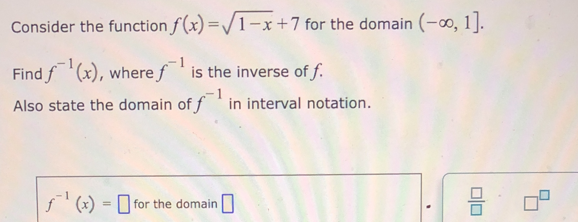 Pre calc!! Show work please Consider the function f(x) = 1-x