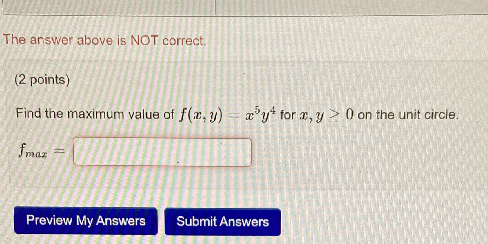 value of f(x, y) = a y for a, y _ 0
