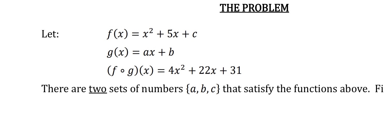 + c g(x) = ax + 19 (f o g)(x) = 4x2