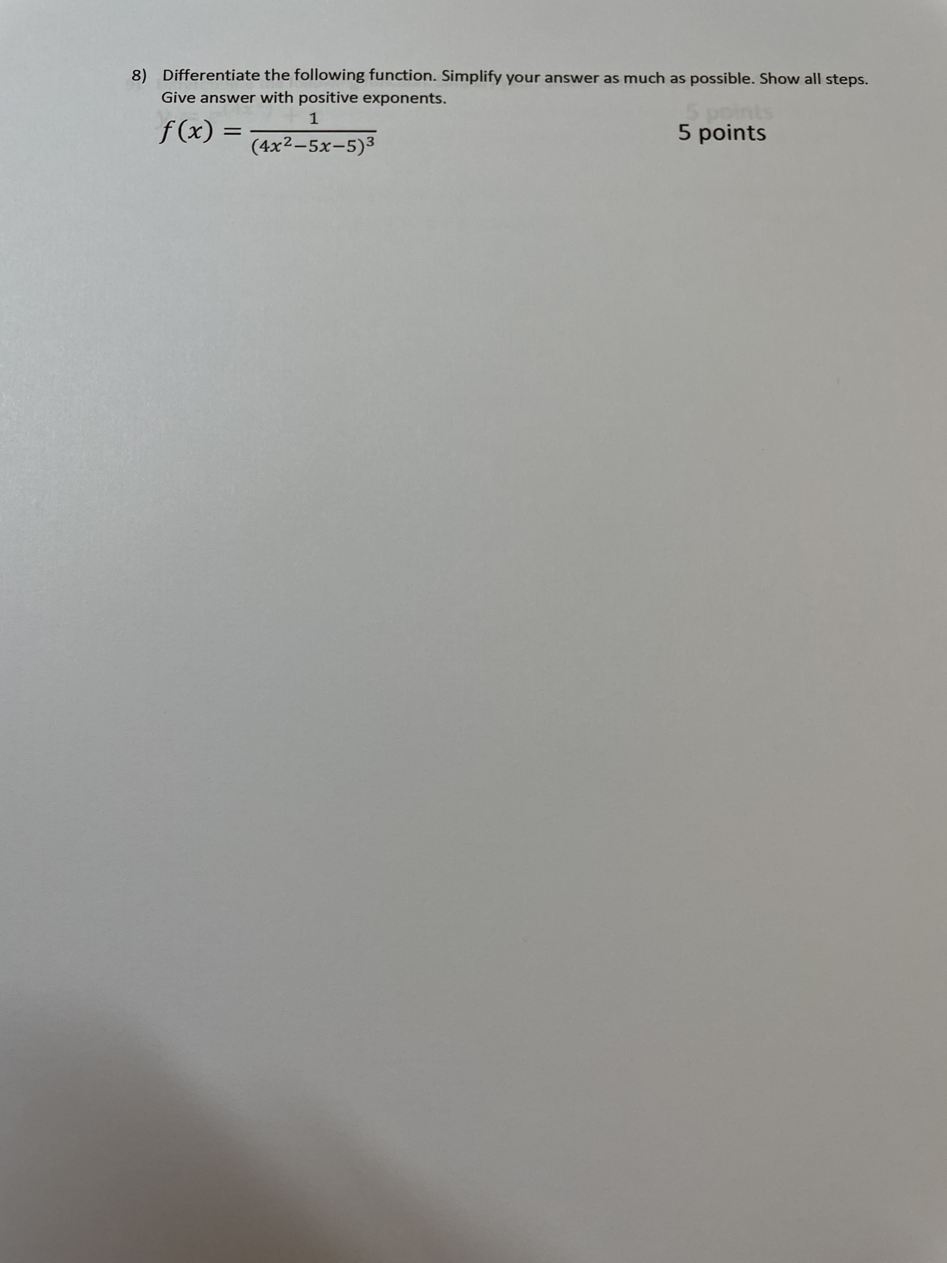 possible. Show all steps. Give answer with positive exponents. f (x )