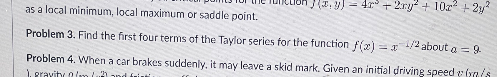 10x2 + 212 as a local minimum, local maximum or saddle point.