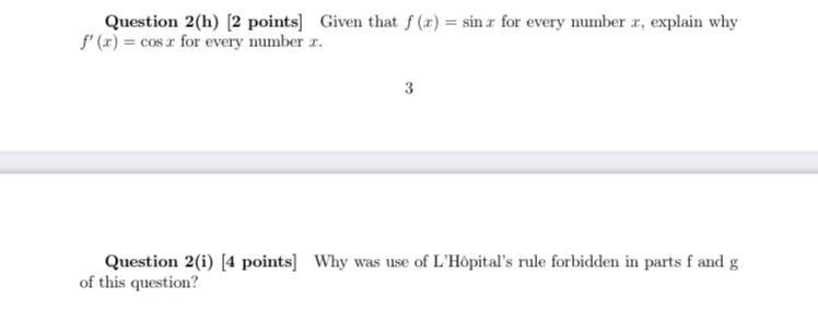 for every number , explain why f' (x) = cos r for