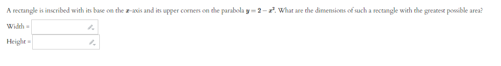 in upper corners on the parabola y = '2 :2. What are