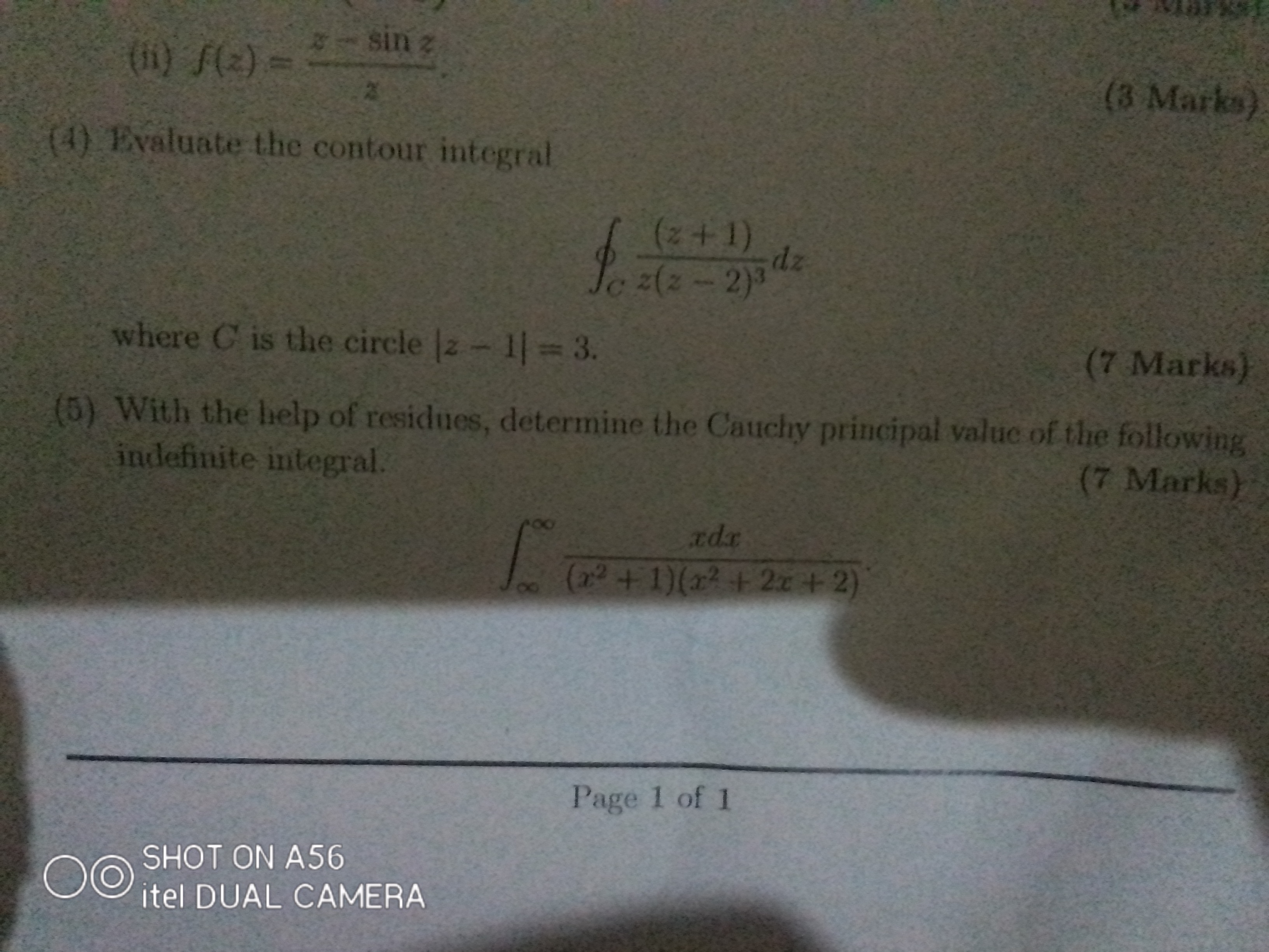  (1) f(2 ) - - sin 2 (3 Marks) () Evaluate