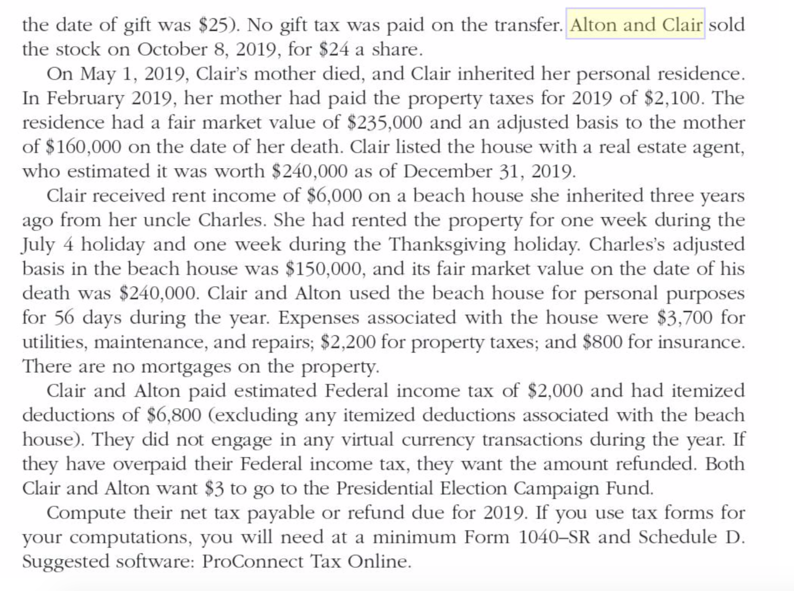 is 123-45-6786. They reside at 210 Col- lege Drive, Columbia, SC 29201.