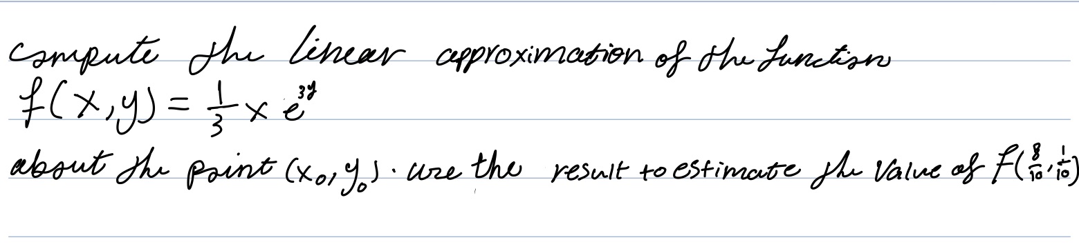 compute the linear approximation of the function f ( x ,