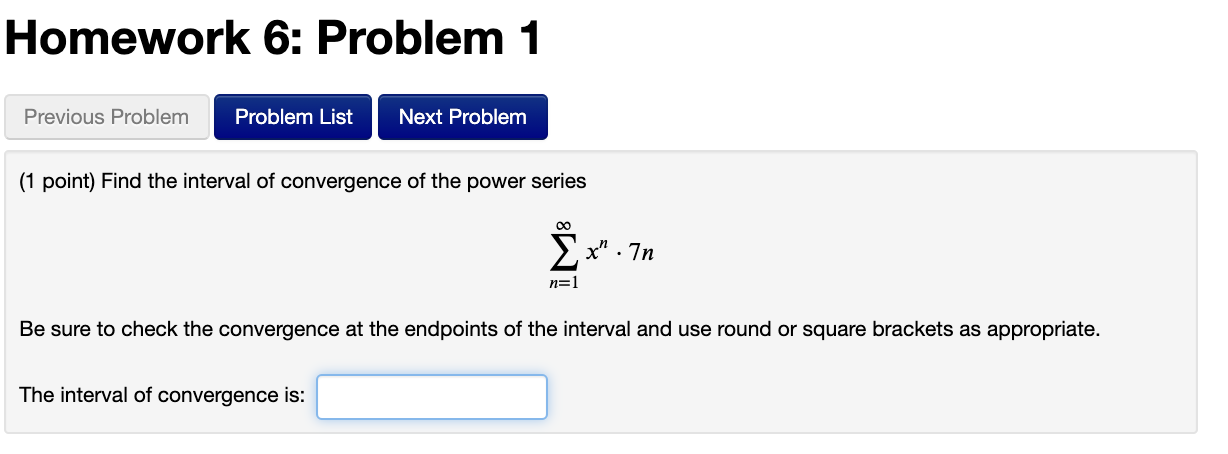  Homework 6: Problem 1 Previous Problem Problem List Next Problem (1