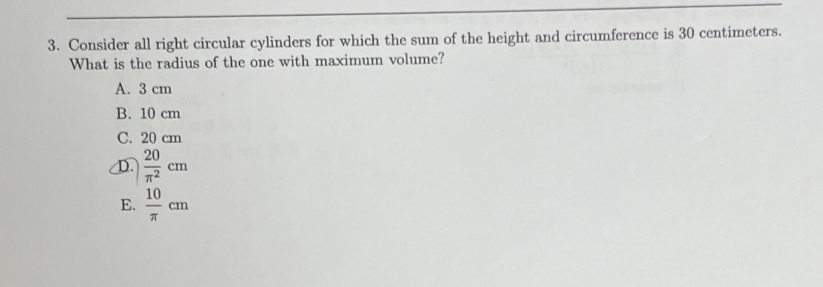 Help... 3. Consider all right circular cylinders for which the sum