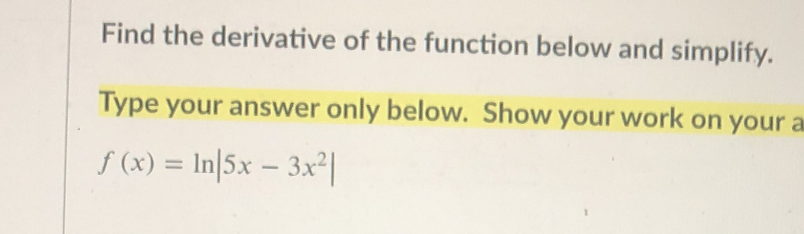 answer only below. Show your work on your a f (x) =