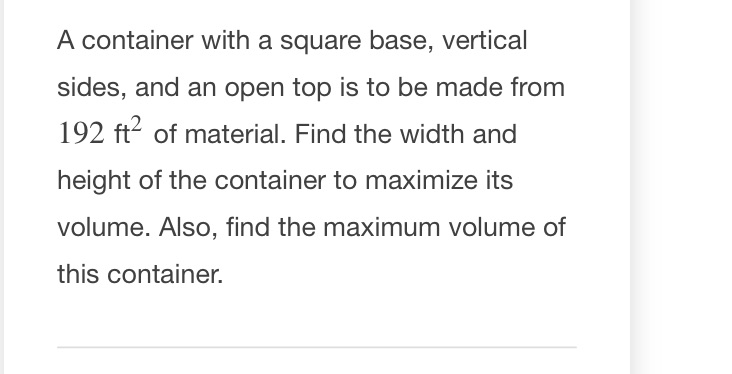 A container with a square base, vertical sides, and an open