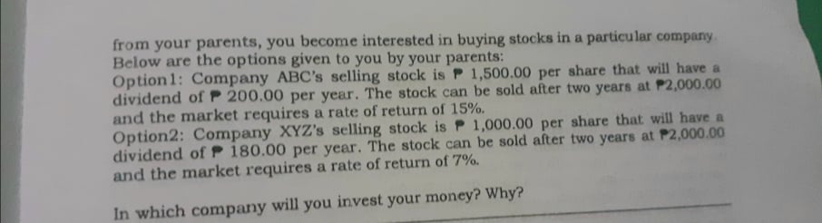 shares of stocks with a par value of P 500.00 How much