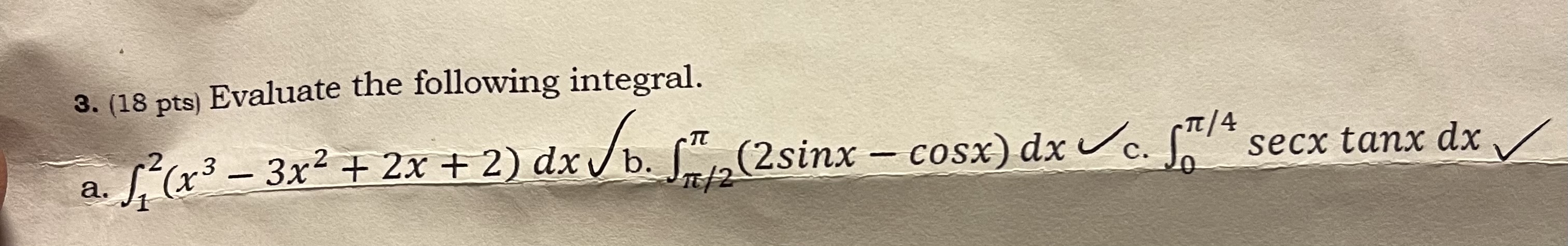3. (18 pts) Evaluate the following integral. (2sinx f 2 (X 3