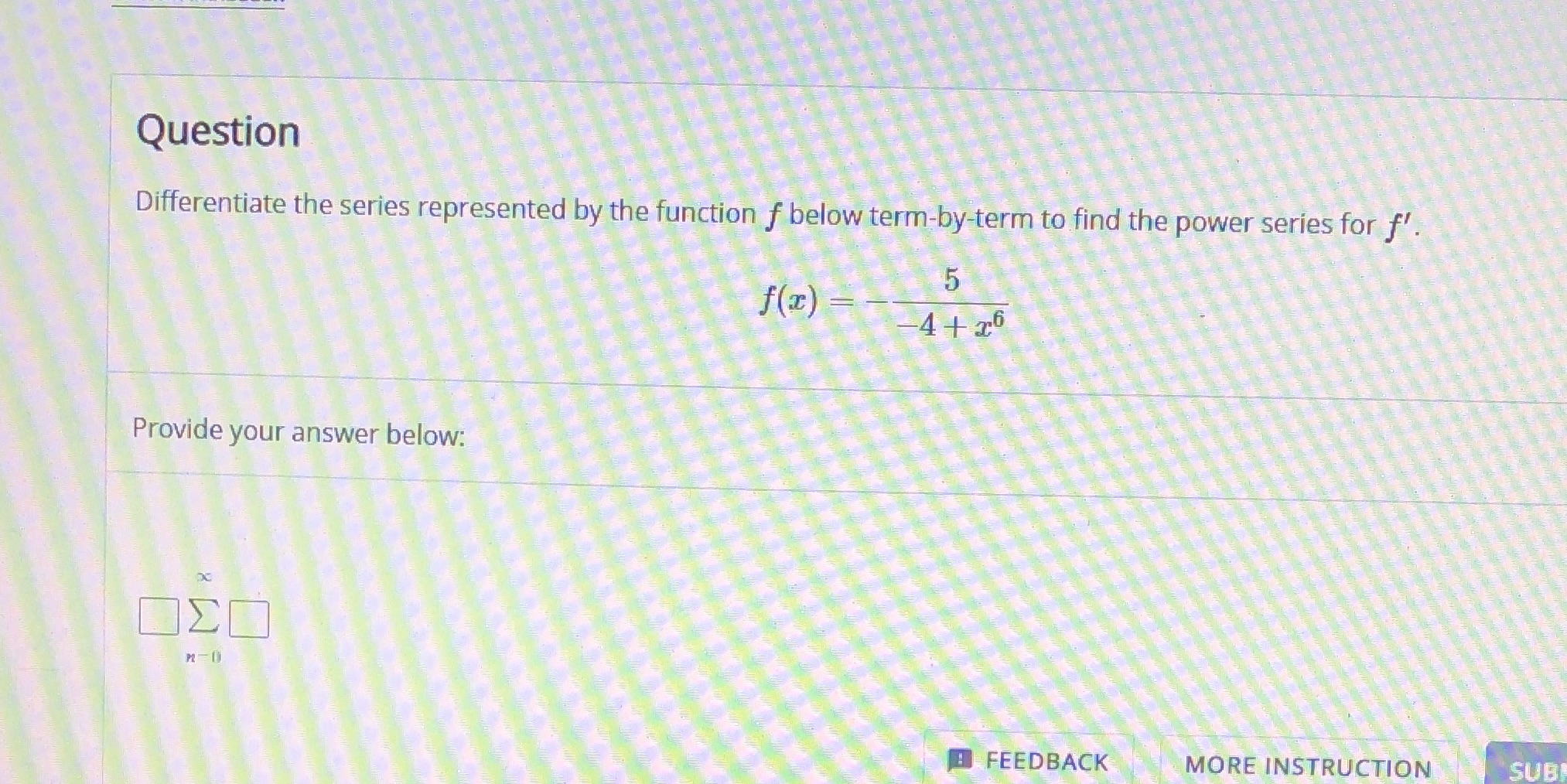 the right of the "E" Question Differentiate the series represented by the