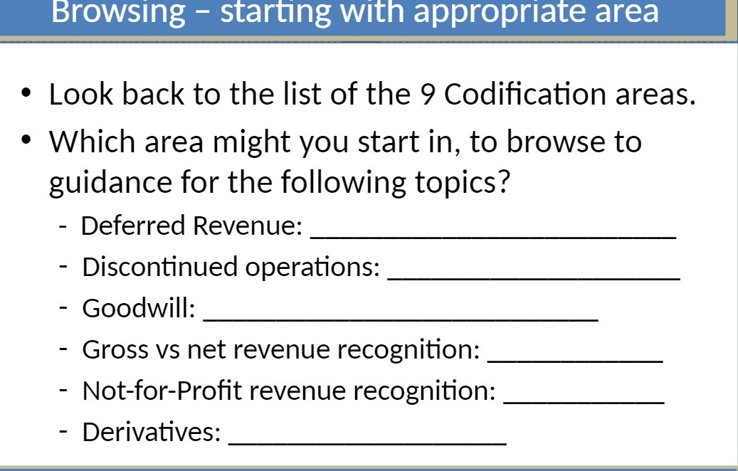 Browsing - starting with appropriate area . Look back to the