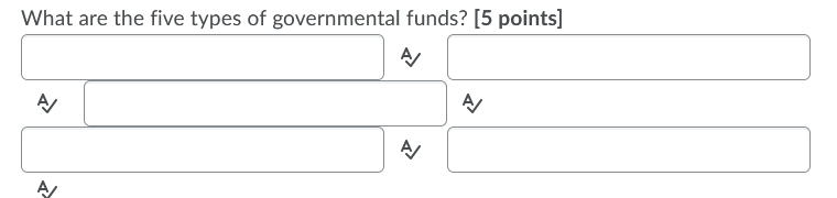five types of governmental funds? [5 points] A/ A/ A/