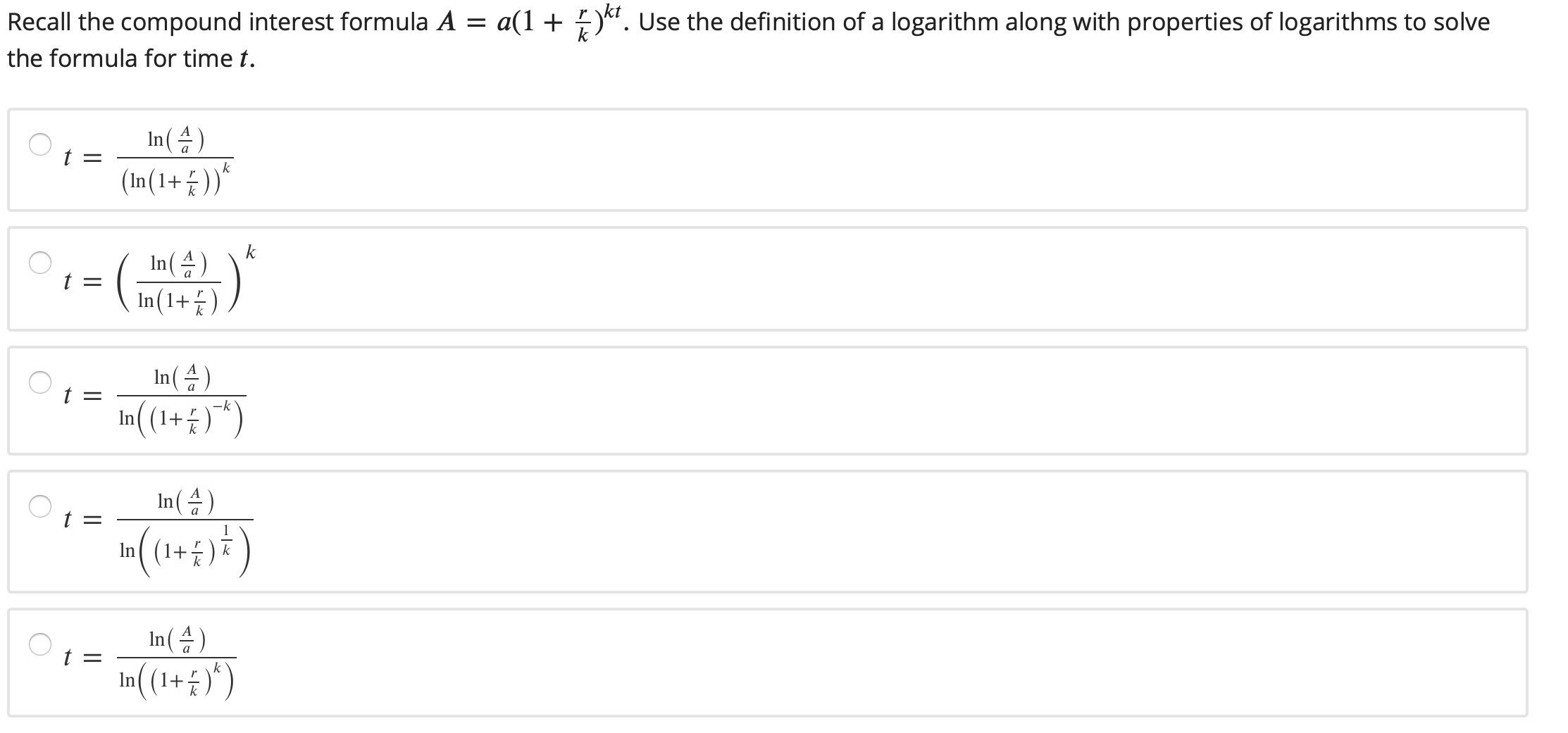 Recall the compound interest formula A = a(1 + i)\". Use