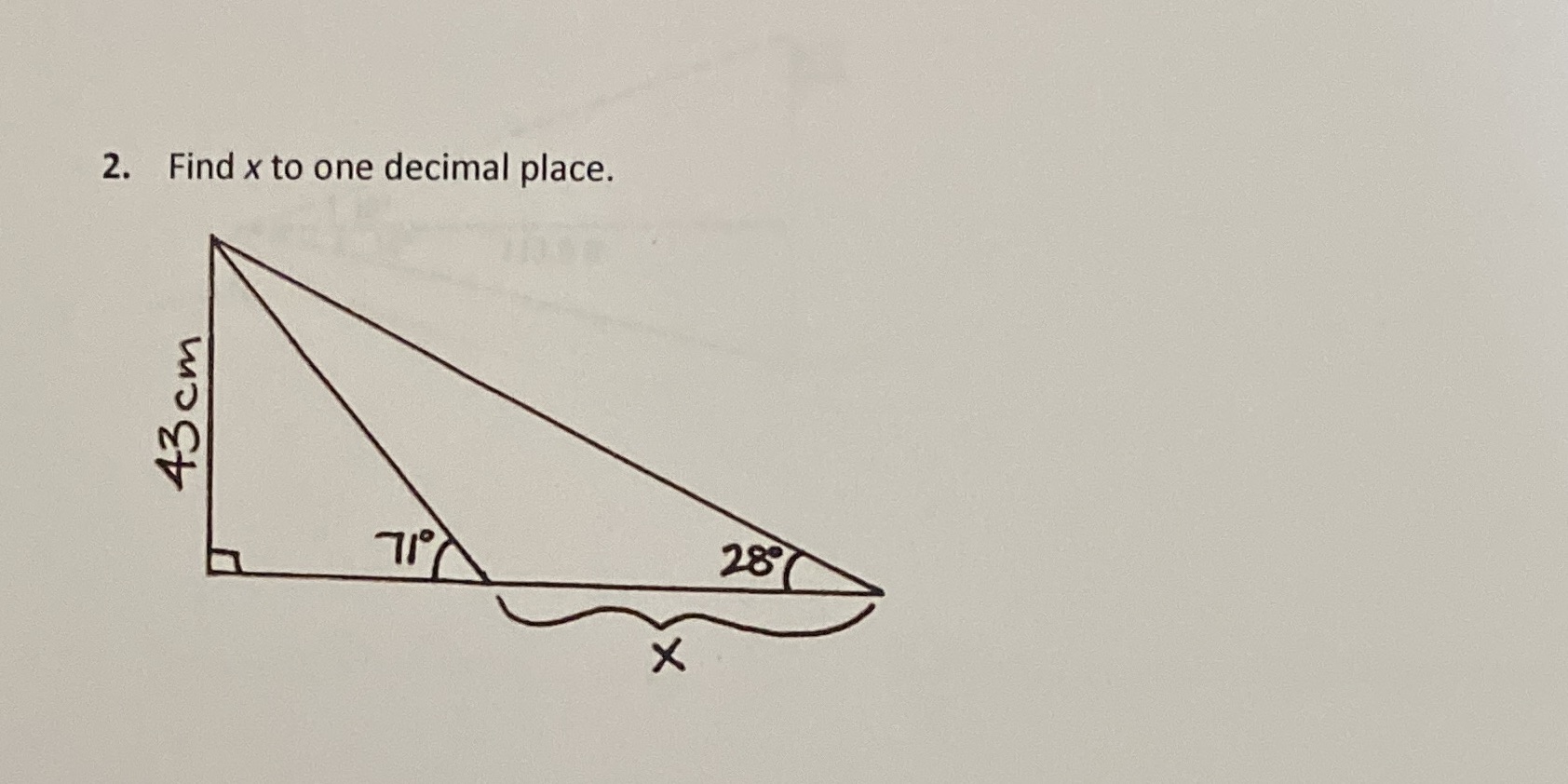 2. Find x to one decimal place. 10