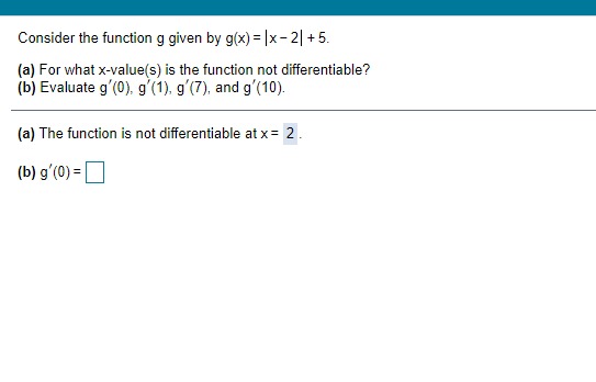 2| +5. (a) For what x-value(s) is the function not differentiable? (b)