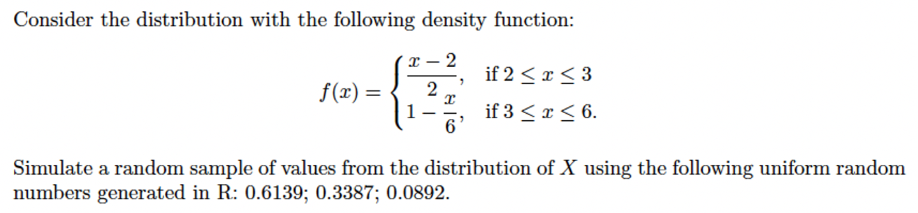 22: 1,35m5& 6 Simulate a random sample of values from the distribution