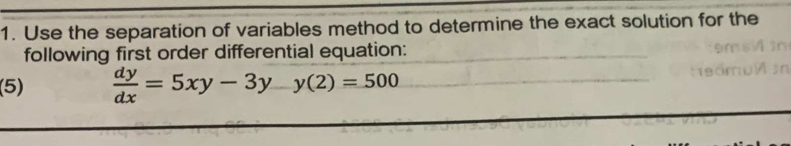 Please help me solve question 1 1. Use the separation of