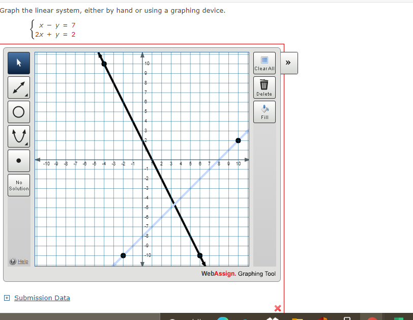 device. X - y = 7 12x + y = 2 10