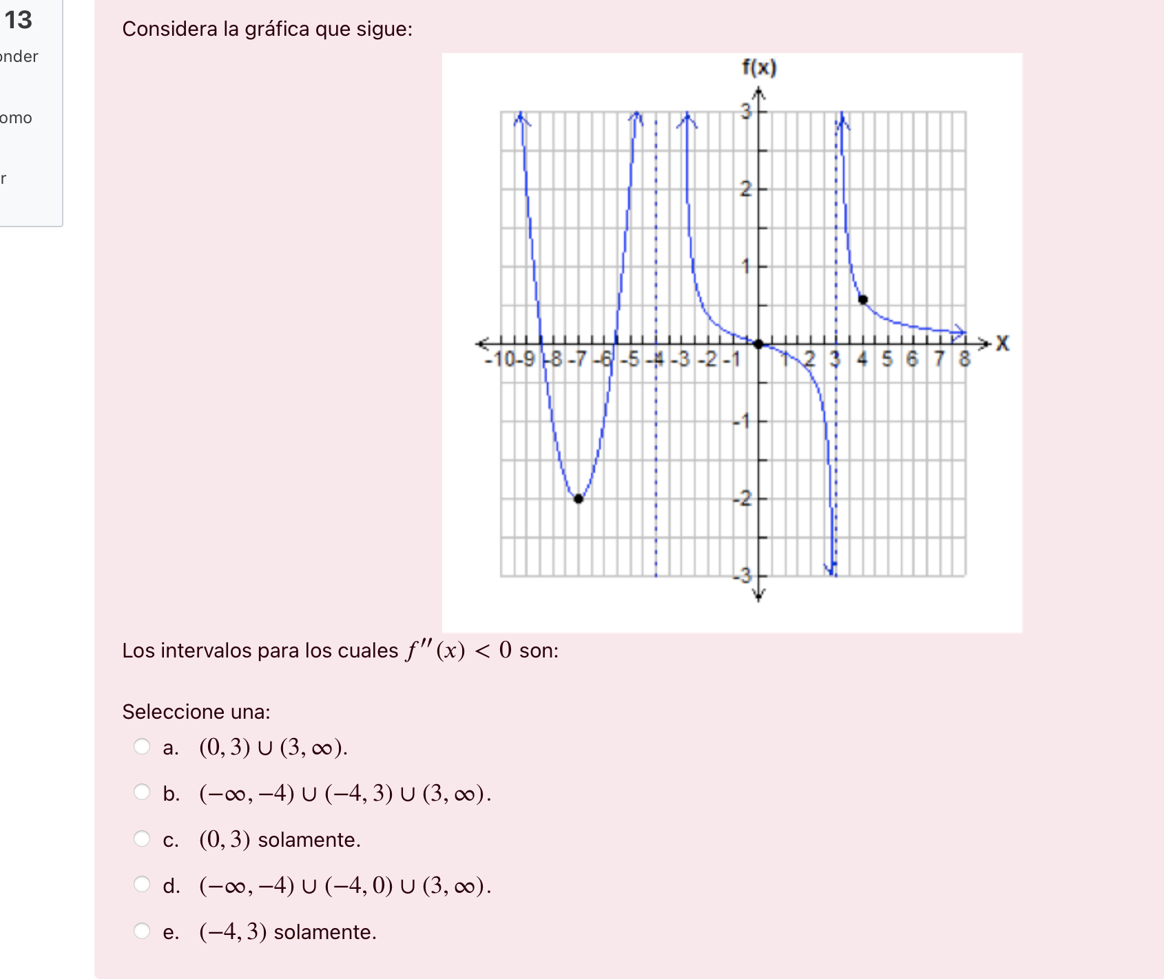13 Considera la grfica que sigue: )nder omo Los intervalos para los