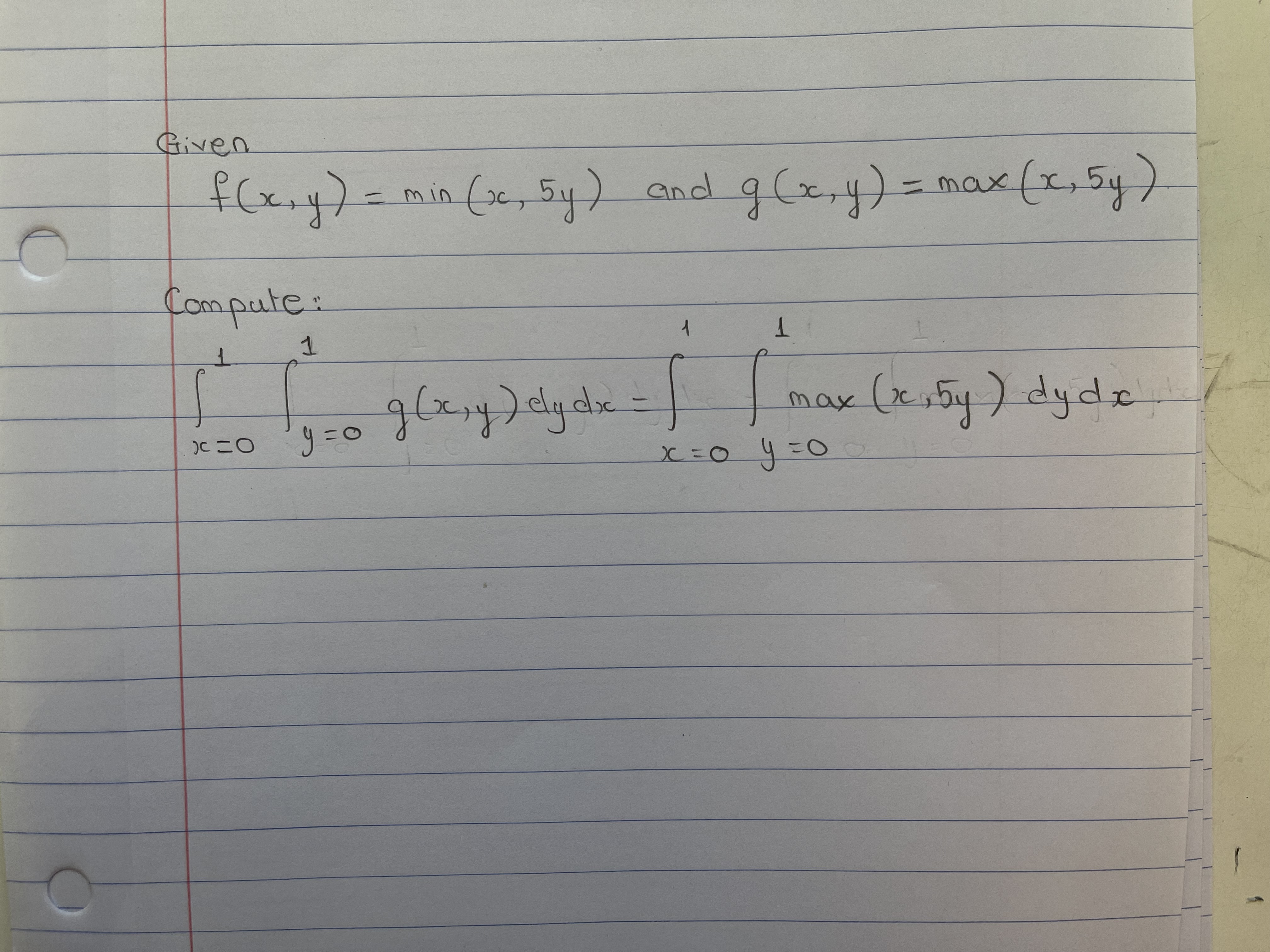  Given f (cry ) = min ( ac, by ) and