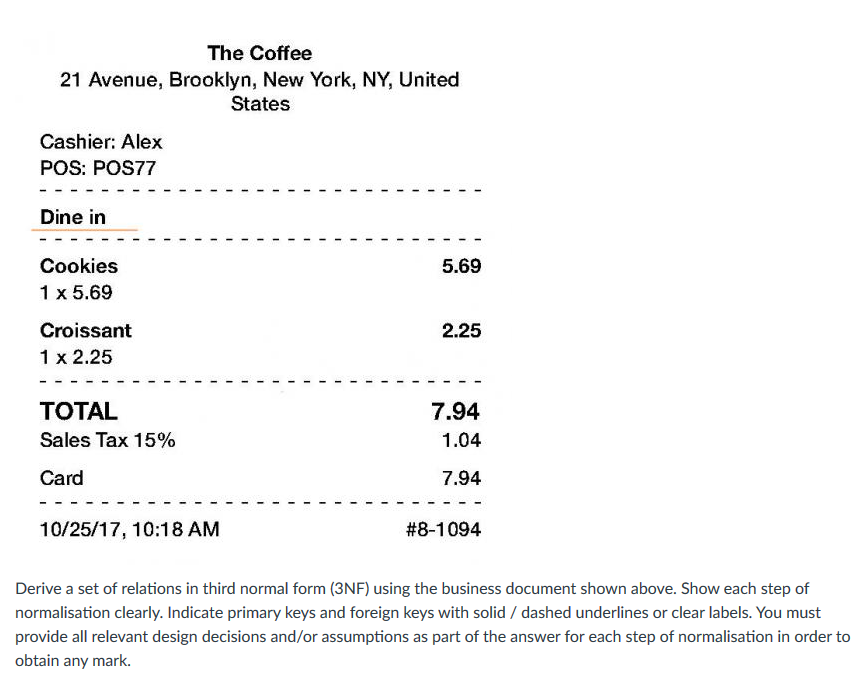 The Coffee 21 Avenue, Brooklyn, New York, NY, United States Cashier: Alex