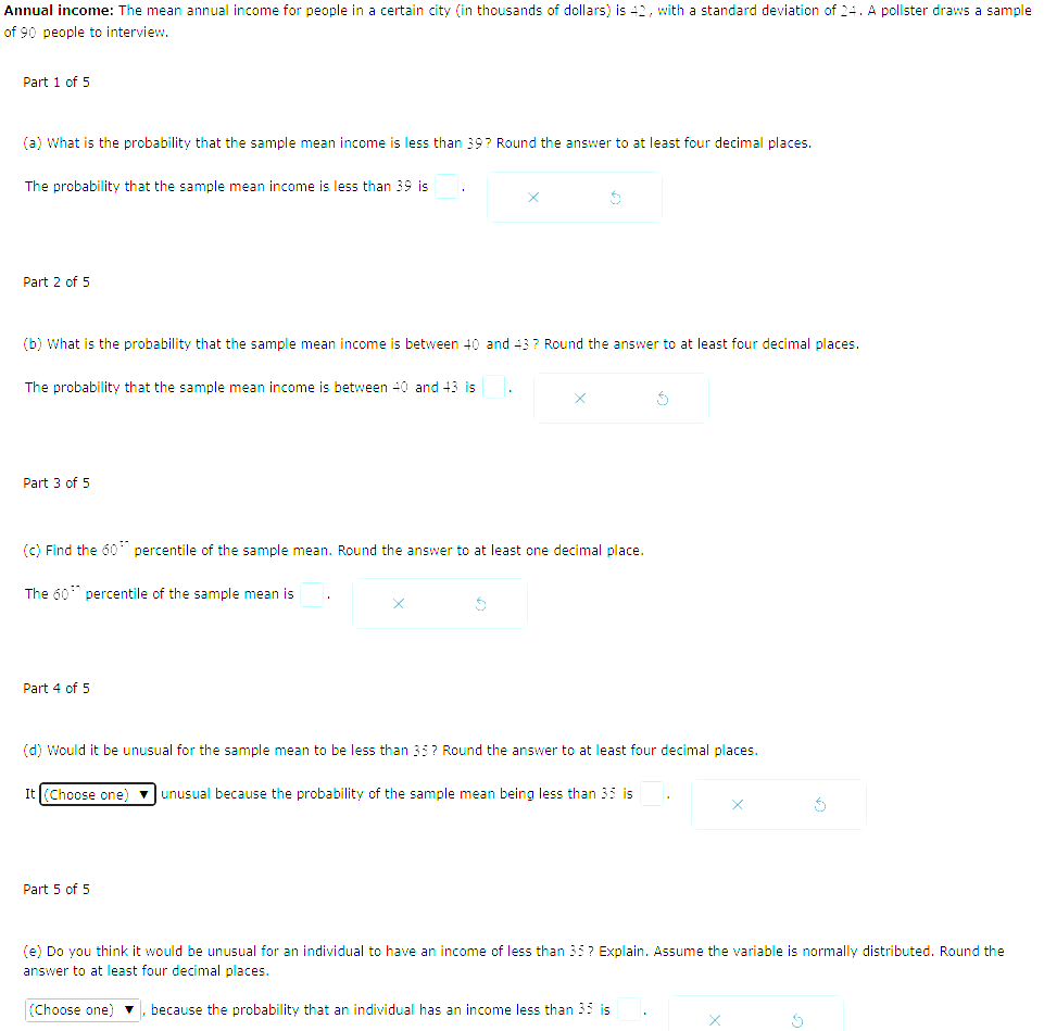 from a population with mean 42 and standard deviation 10. Use the