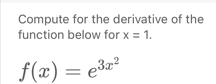  I need answer now im examaning plss Compute for the derivative