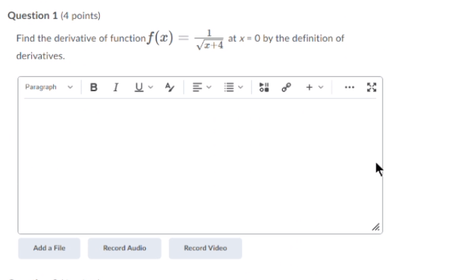 Calculus Question 1 (4 points) Find the derivative of function f(@)