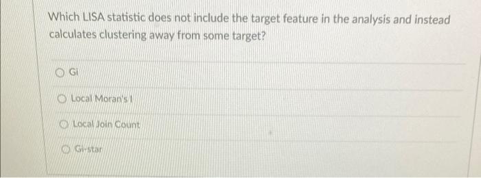Which LISA statistic does not include the target feature in the