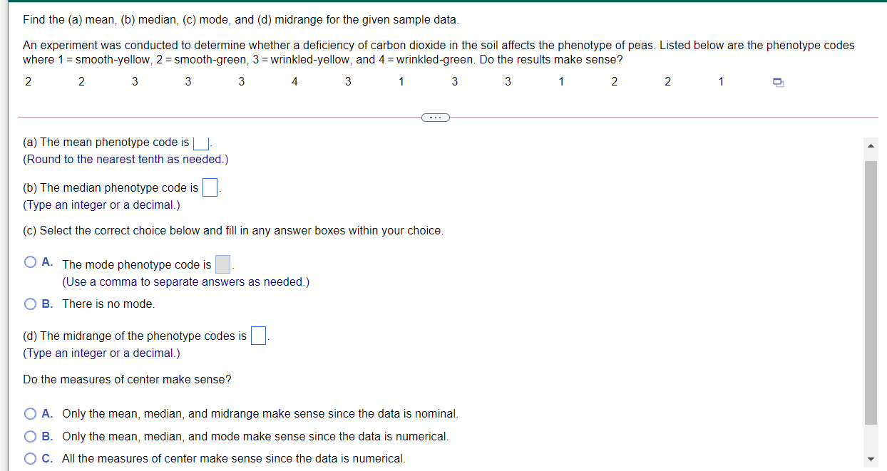 |_|. (Round to the nearest tenth as needed.) (b)The median phenotype code