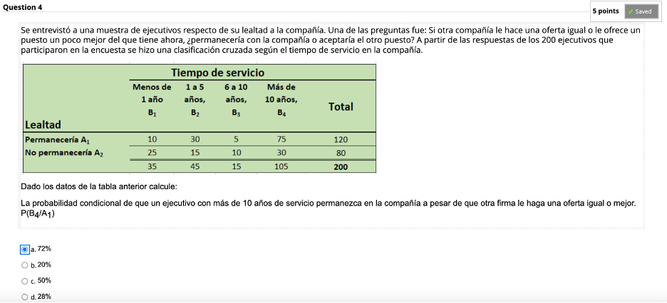 Question 4 5 p OintS Se entrevist a una muestra de ejecutivos