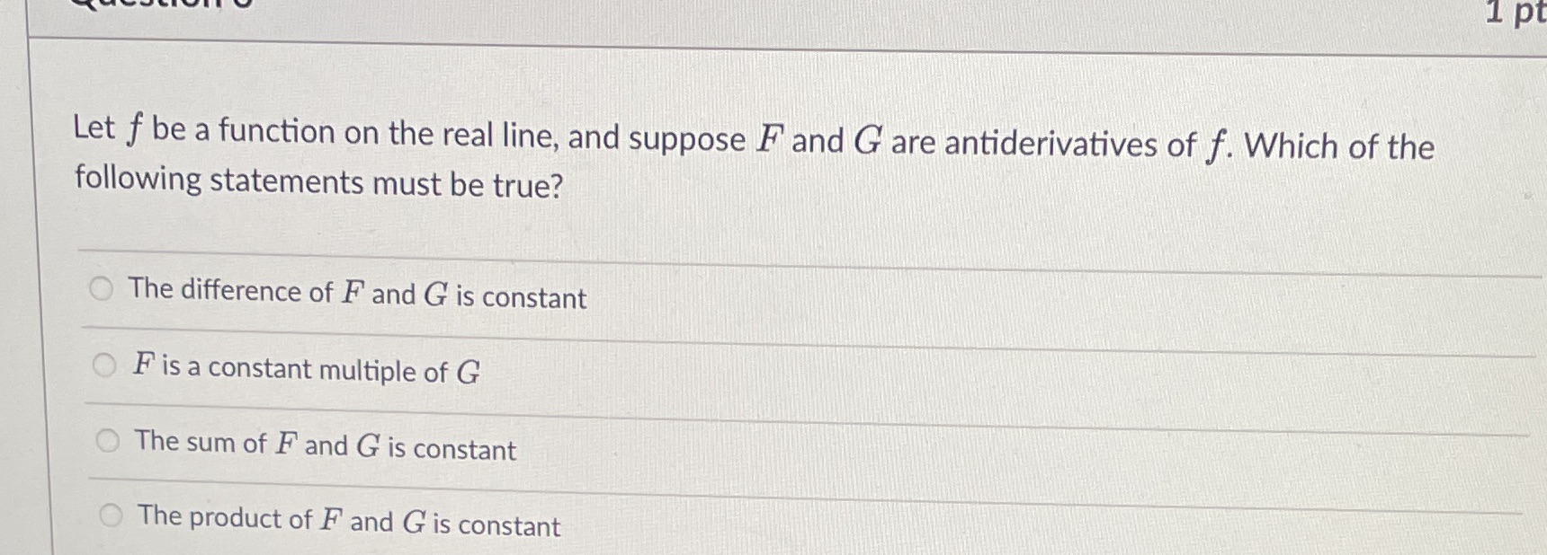 1 pt Let f be a function on the real line,