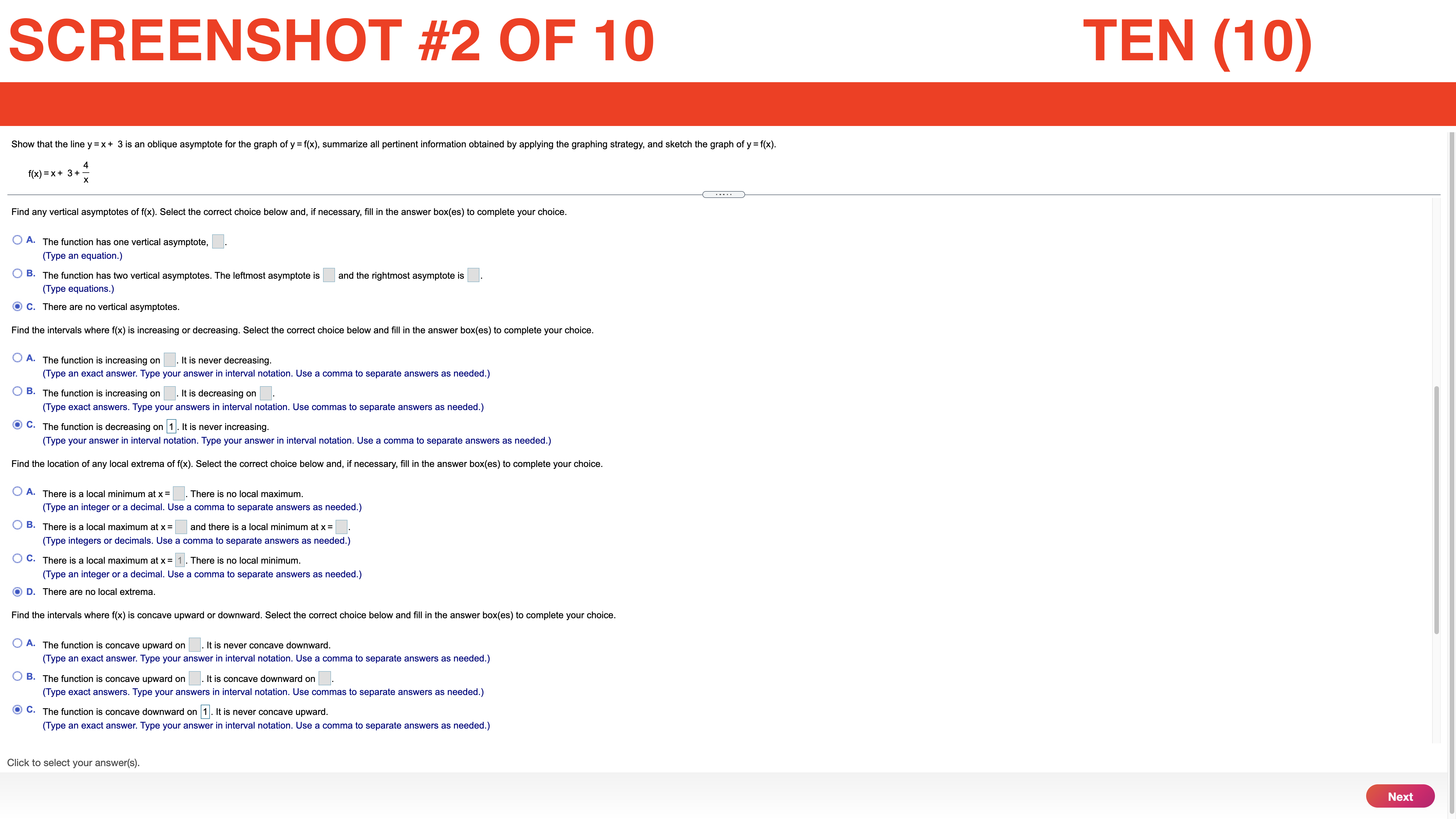 Organize your conclusions in a table and sketch 8 possible graph of