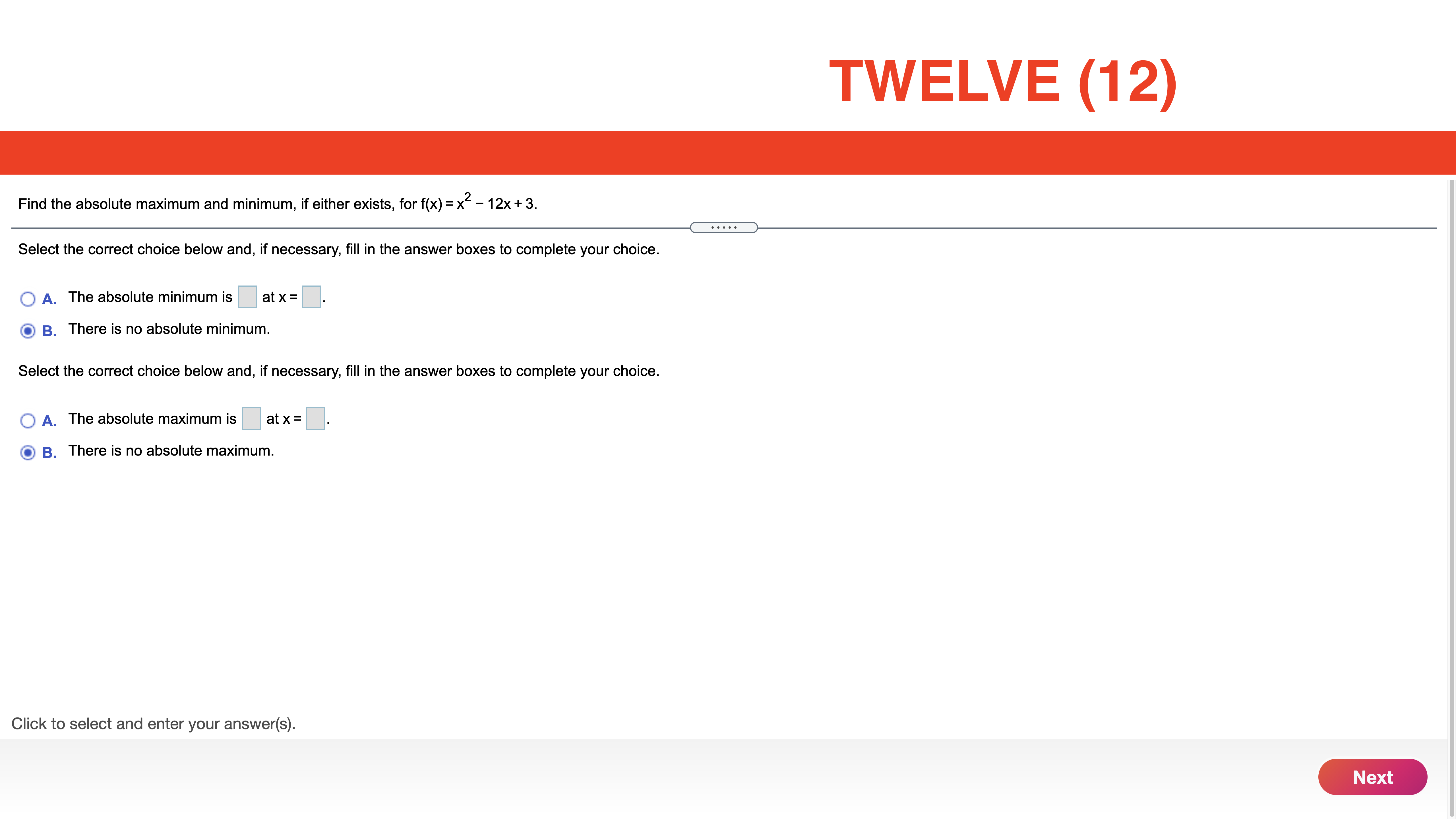 The function f is decreasing on the subinterval(s) . (Type your answer