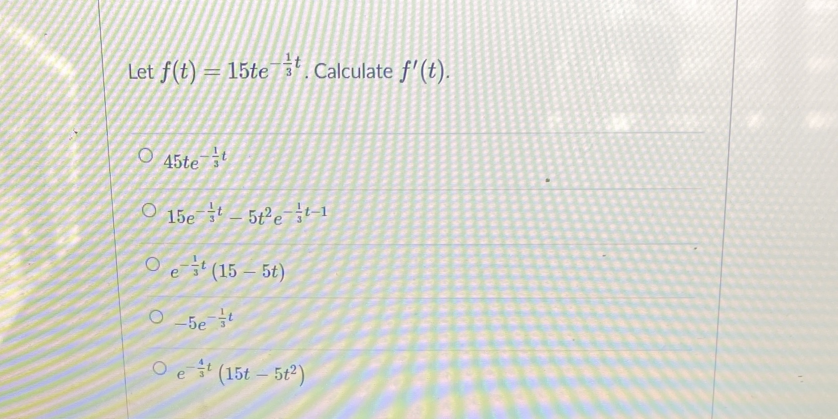 (15 - 5t) (15t 5t2)