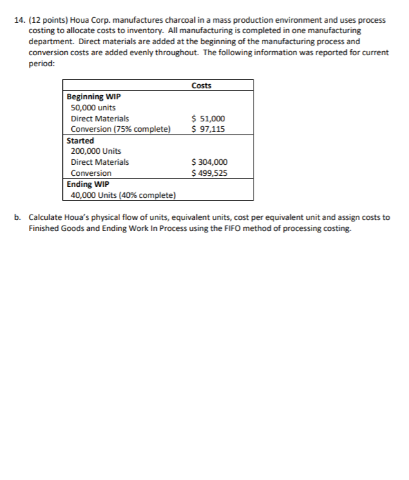 environment and uses costing to allocate costs to inventory. All manufacturing is