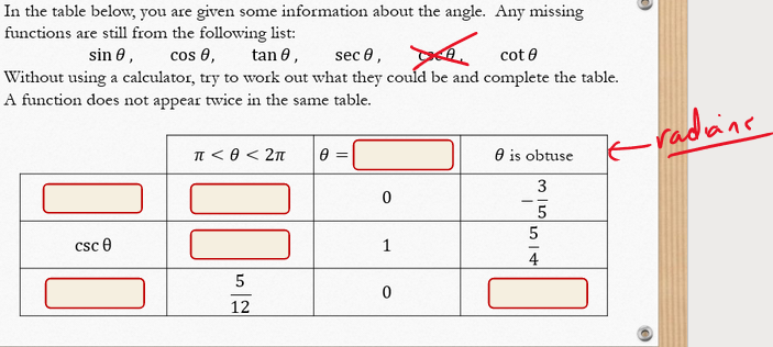 Any missing functions are still from the following list: sin 9 ,