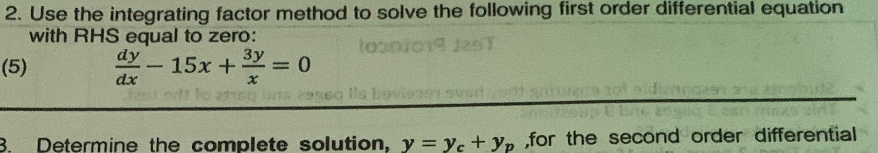 solve the following first order differential equation with RHS equal to zero: